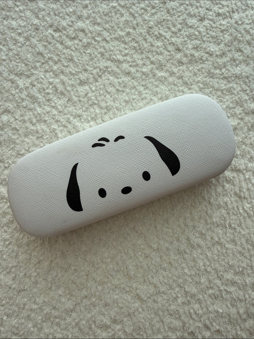 Sanrio White Sunglasses Case with Black Dog Face